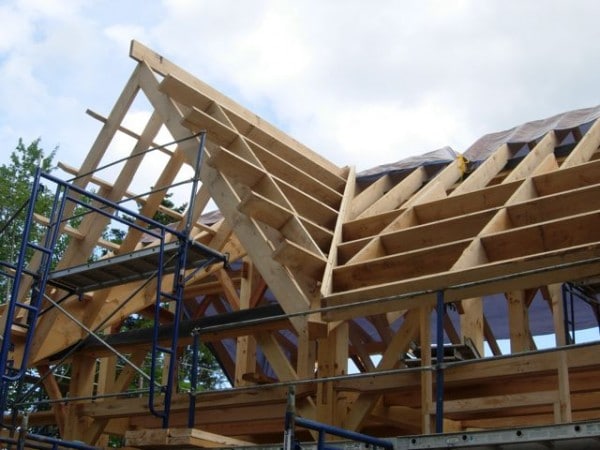 Stick Built Roof on Timber Frame