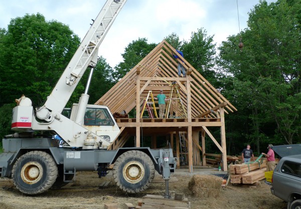 Timber Frame horse barn with crane