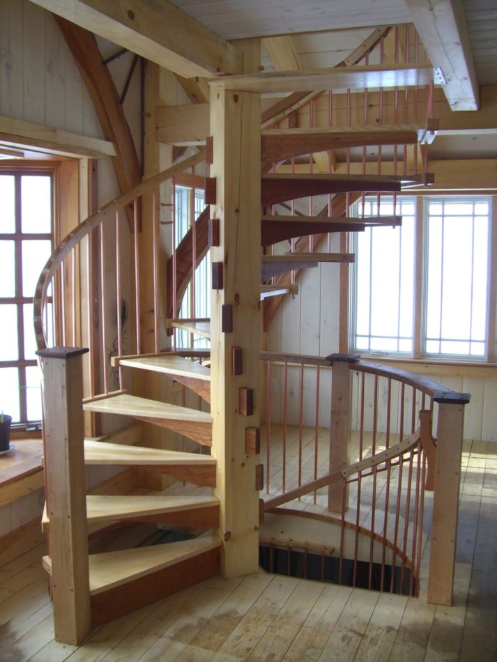 Timber Post with Spiral Staircase