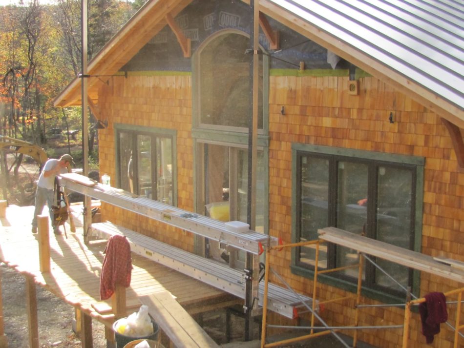 cedar shingles on Vermont timber frame house