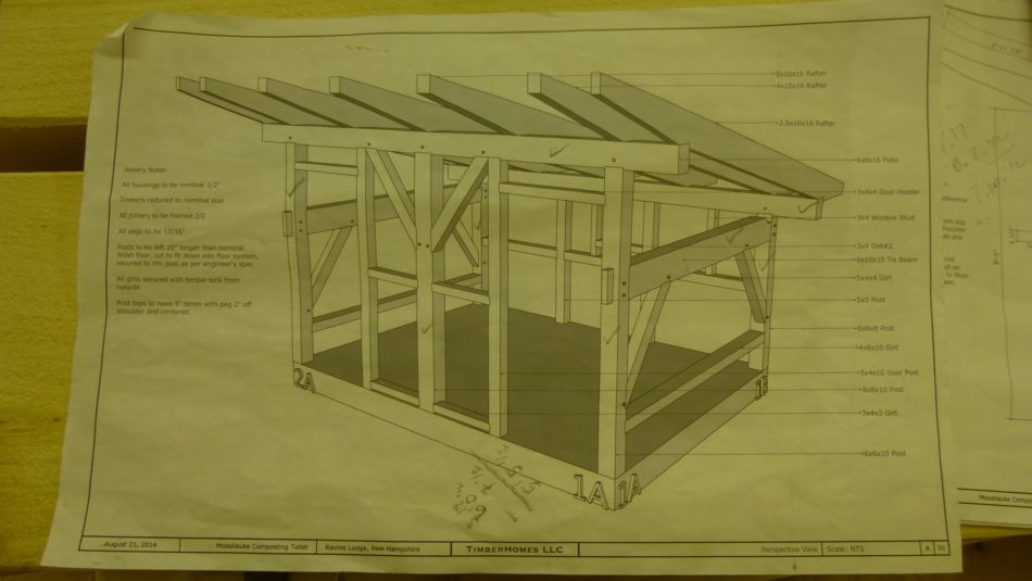 plans drawings specs for timber frame outhouse