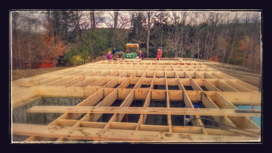 Floor joists for the first floor of a hybrid home