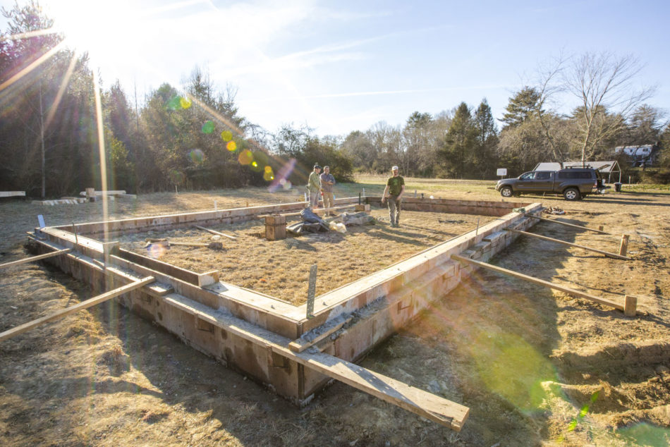 Foundation for a timberframe building.