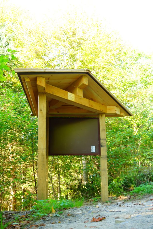 All timber in the trailhead kiosk is from the Northeast