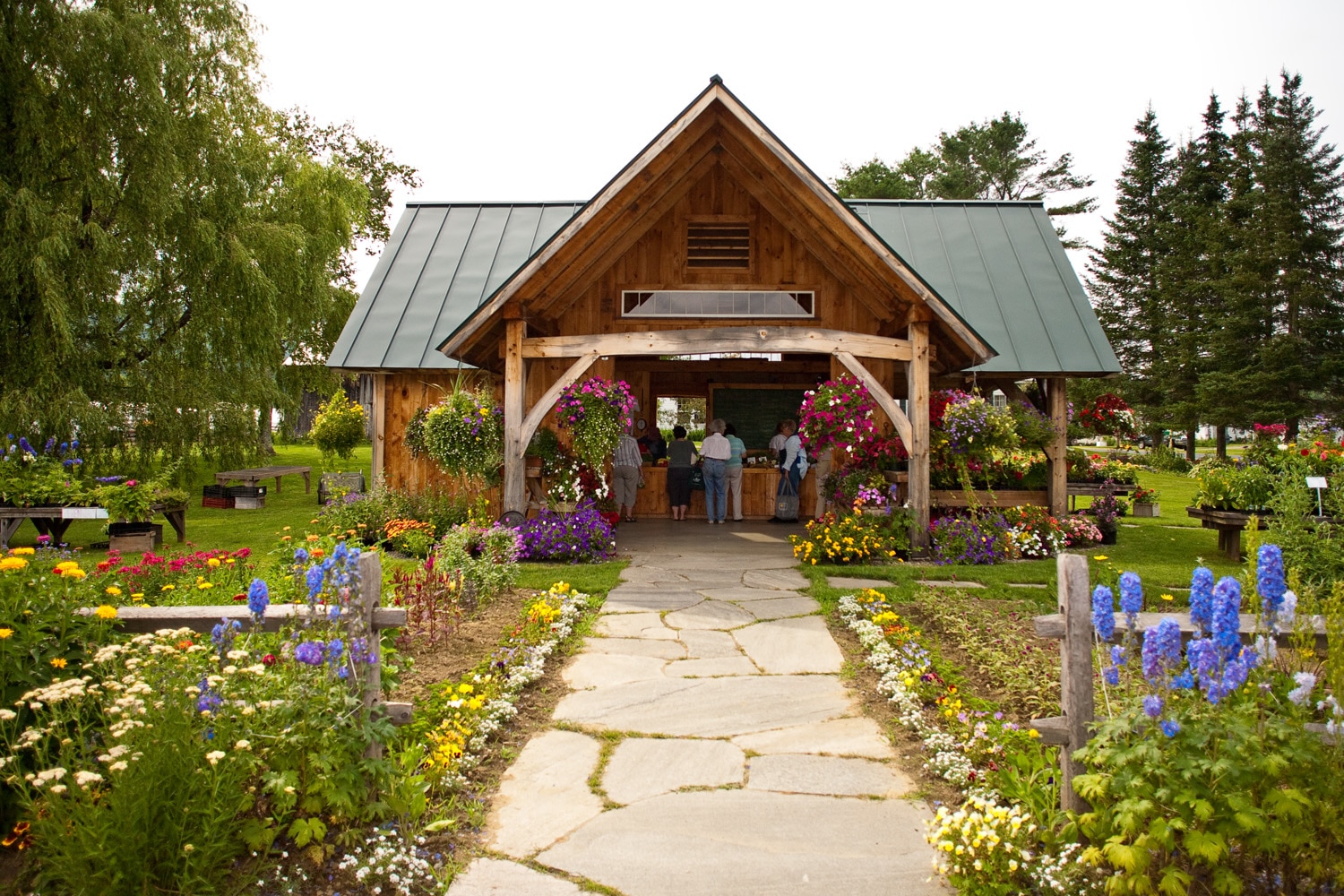 Timber Frame Farm  Stand  Features Crossing Gables