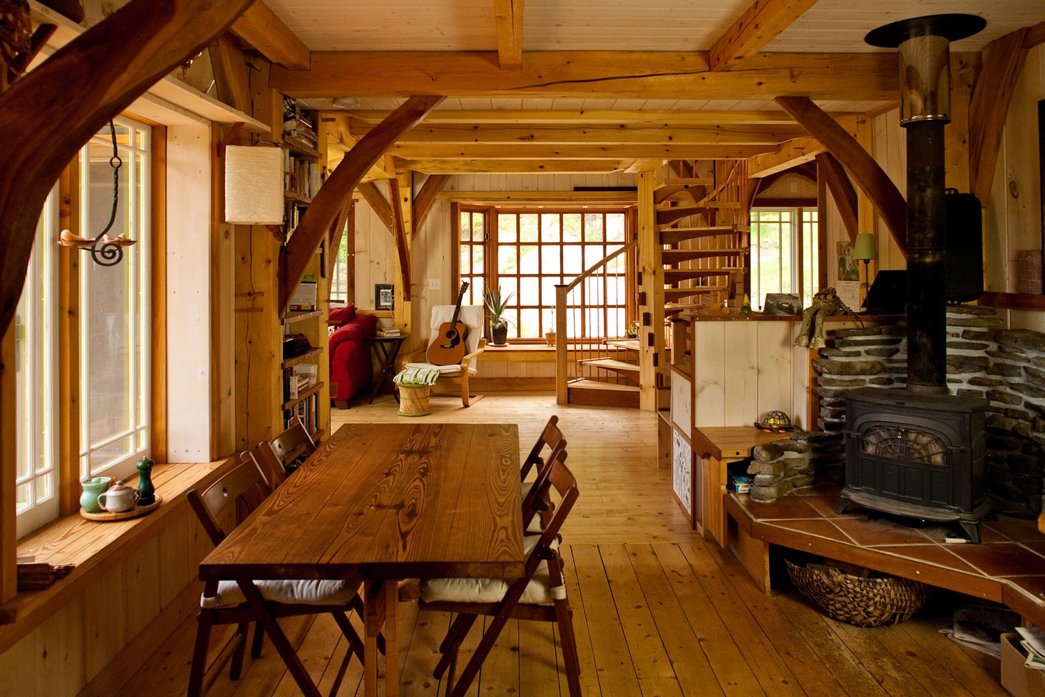 Humble_Abode_Dining_Woodstove_Stairs