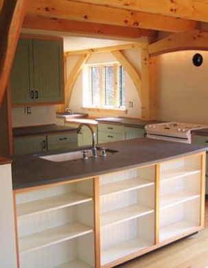 Simple shelves in a timber frame home