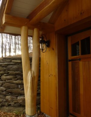 Cool forked post carries covered entry