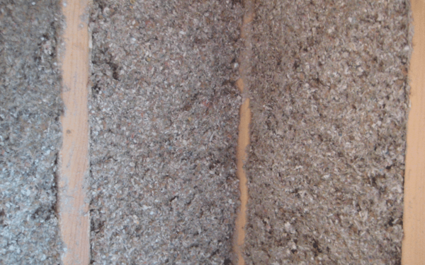 Cellulose insulation in floor