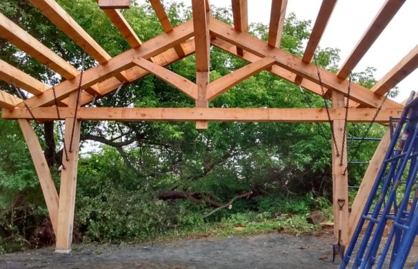 A timber frame pavilion