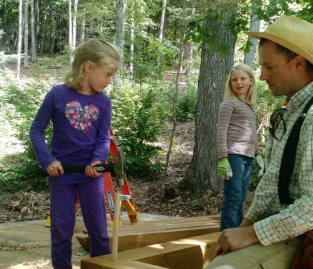timber frame raising with kids