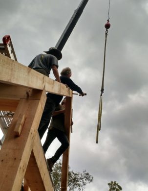 timber frame raising pegging rafter