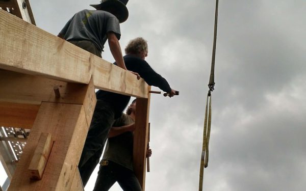 timber frame raising pegging rafter
