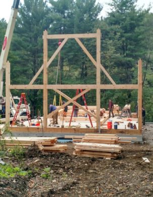 timber frame raising fist bent