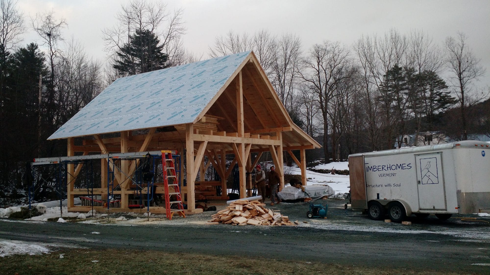 Late Season Timber Frame Barn/Garage Takes Shape