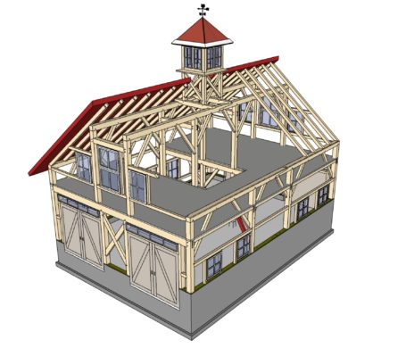 CAD model of timber frame barn