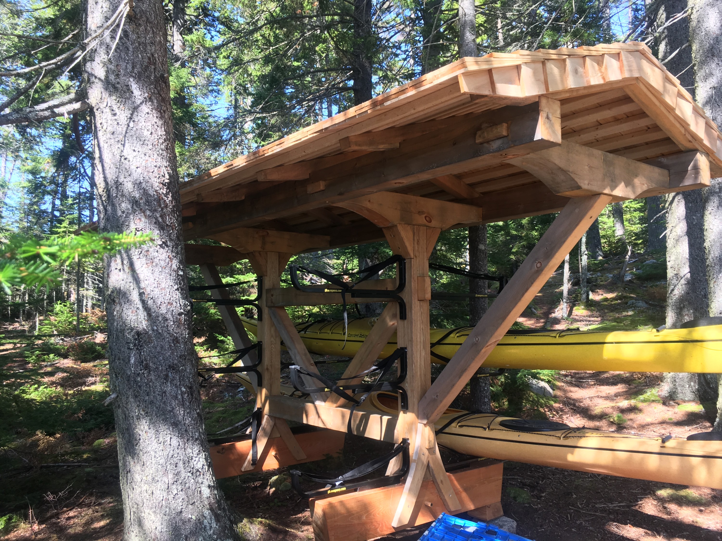 timber frame kayak shelter