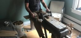 Nick finishing hand-riven pegs on a shaving horse