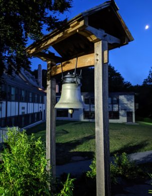 A timber framed Bell Tower on the campus of a North Dartmouth, Massachusetts school