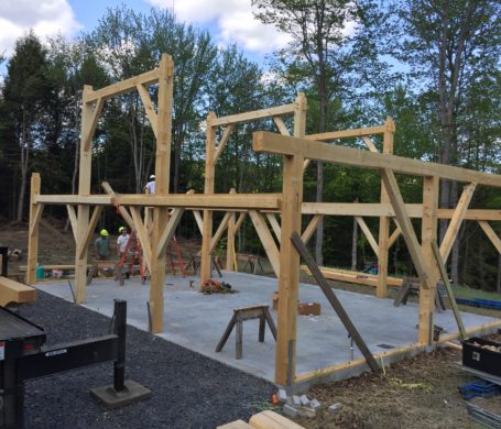 Timber Frame Barn part of the way raised