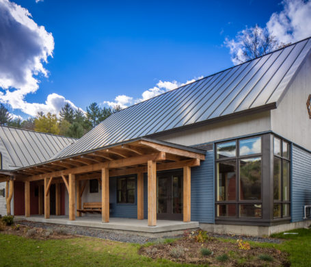 An Environmental Education Center with a timber frame porch