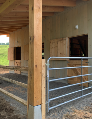 Horse Stalls in a timber frame barn