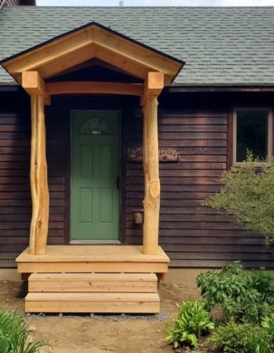 A timber framed entry addition.