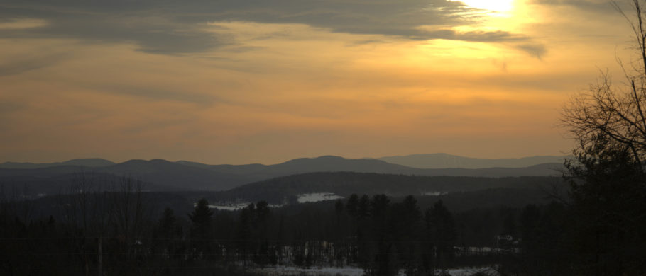 Vermont sunset over the Green Mountains signals a close to a successful day