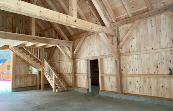 Staircase in Timber Frame Barn