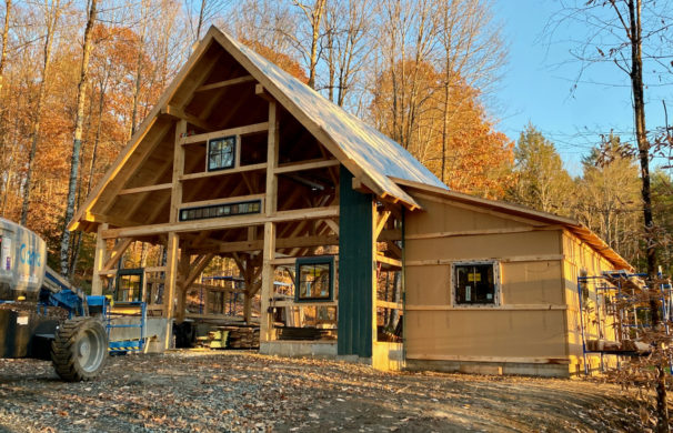 Timber frame barn with Steico siding