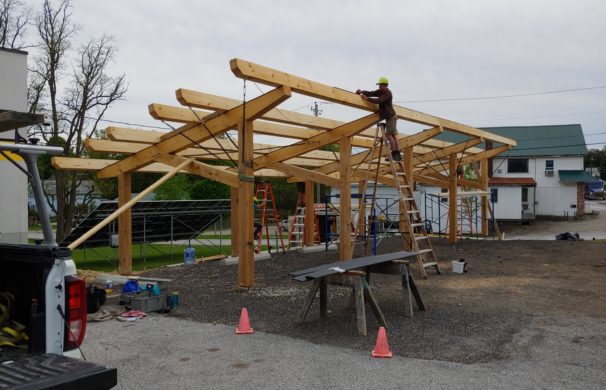 A timber frame carport in Vermont
