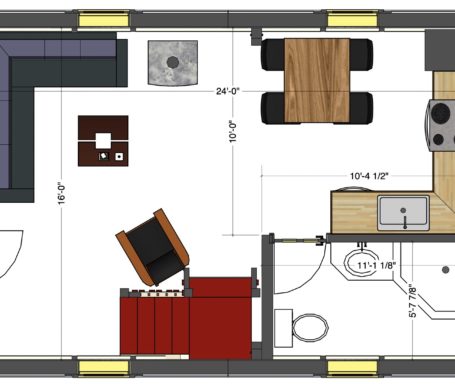 VF1 First Floor Plan of a one-bedroom timber frame home