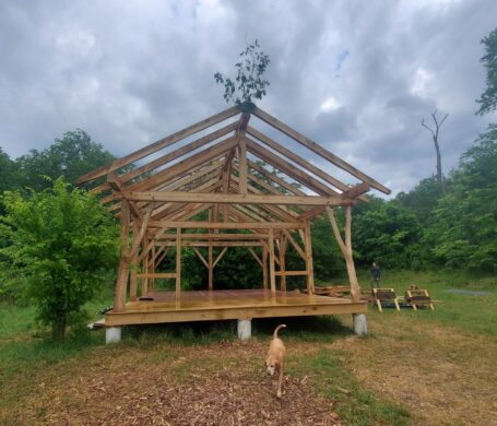 the new timber frame with its whetting bush