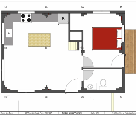 Floor plan of a small cabin on the coast of Maine.